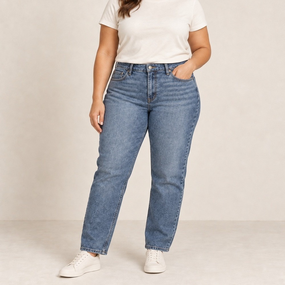 Everlane The Curvy Cheeky Jeas Blue Organic Cotton WMS 35 Crop PLUS